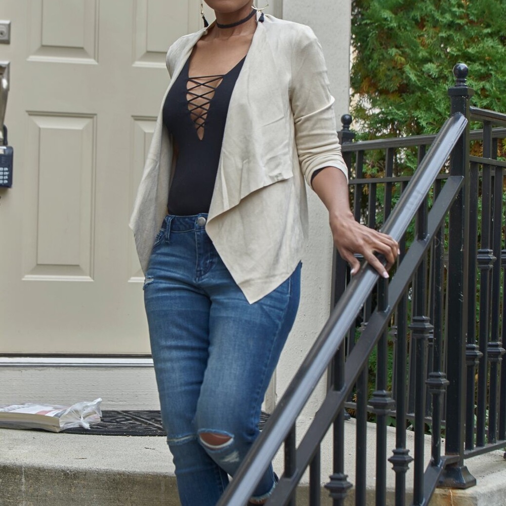 Open Faux Suede Blazer